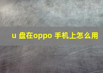 u 盘在oppo 手机上怎么用